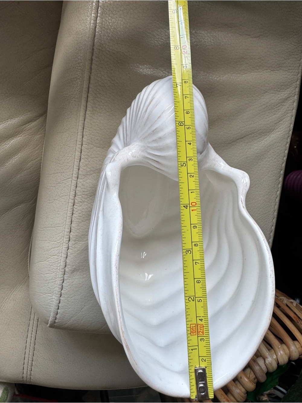 White Ceramic Nautilus Shell Sculpture - Decorative Home Art - Picture 5 of 7